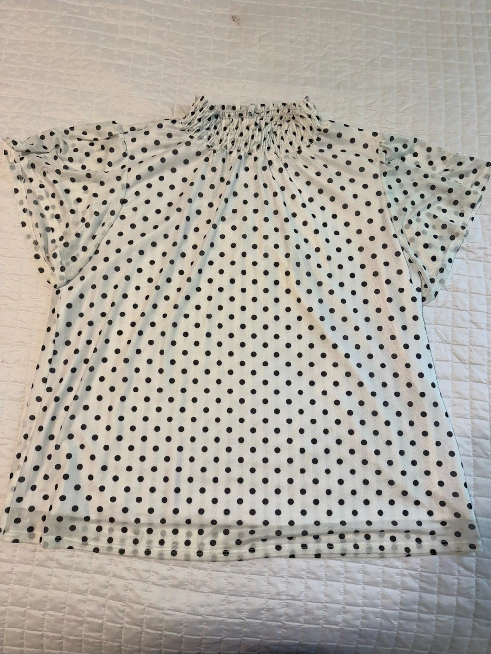 Beacon Apparel Polka Dot Blouse in White & Black Size XL Like NEW